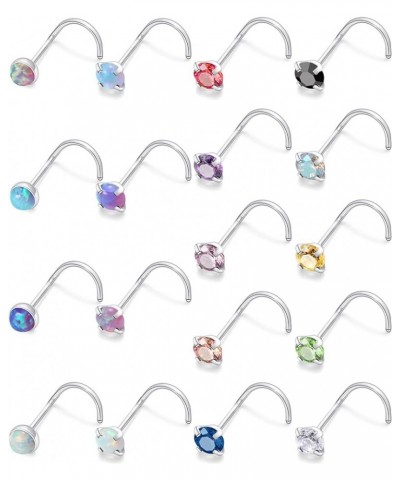 18 Pcs 18G 20G 22G Nose Rings Studs Surgical Steel Nose Nostril CZ Inlaid 2MM Piercing Jewelry for Women Men Girl 20G-Screw $...