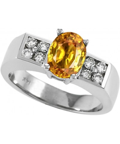 Tommaso Design Solid 14k White Gold Contemporary Modern Oval Ring Citrine $450.99 Rings