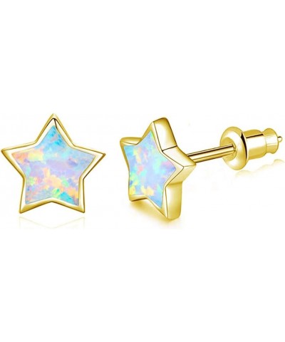 Womens Star Moon Earrings for Girls Gold Plated Cute Opal Stud Earrings/Hoop Dangle Earrings Hypoallergenic Jewelry Gift Men/...