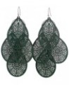 Bridal Vingtage 4 Teardrop Shape Pierced Dangle Earrings Large Statement Earrings Green $8.75 Earrings