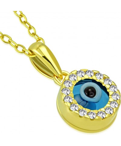 925 Sterling Silver White Clear CZ Evil Eye Pendant Necklace Yellow $14.03 Necklaces