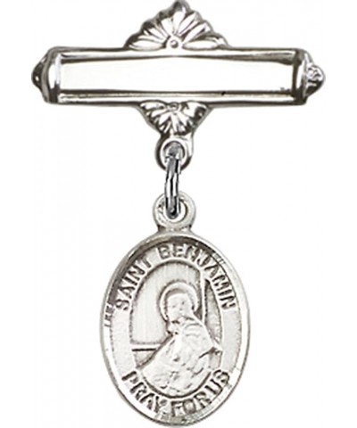 Sterling Silver Polished Baby Badge Bar Pin with Charm, 11/16 Inch Saint Benjamin $38.33 Brooches & Pins