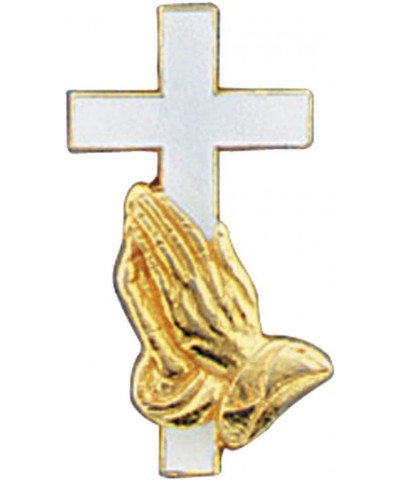 Cross & Praying Hands Gold Plated Lapel Pin $5.56 Brooches & Pins