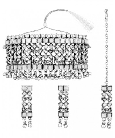 Indian Ethnic Wedding Wear Necklace Set Oxidise Silver 6 $14.88 Jewelry Sets