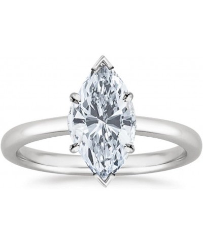 1 Carat Diamond Solitaire Engagement Ring 14K White Gold (K, I2, 1 c.t.w) Very Good Cut Ring Size 5 Marquise $921.75 Rings