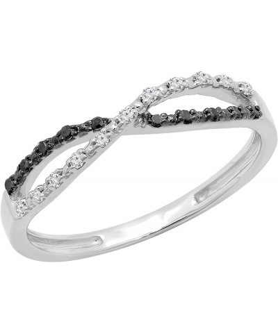 0.10 Carat (ctw) Round Black Diamond & White Diamond Swirl Infinity Style Wedding Band for Women in 925 Sterling Silver 6.5 $...