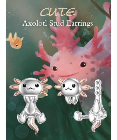 Axolotl Frog Elephant Stud Earrings for Women 925 Sterling Silver Cute Animal Earrings Axolotl Frog Elephant Jewerly Gifts fo...