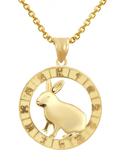 14K Yellow Gold Chinese Zodiac Pendant Necklace Rabbit 20.0 Inches $136.39 Necklaces