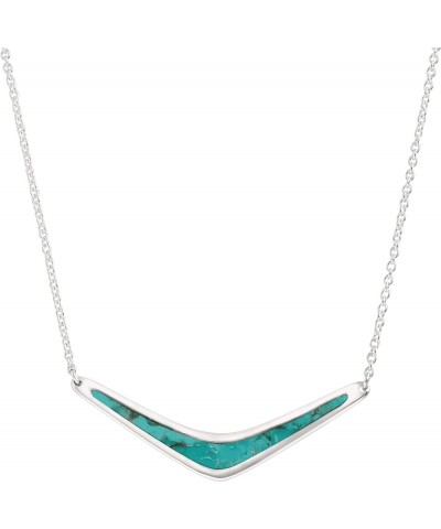 'Reversible Boomerang' Compressed Turquoise Necklace in Sterling Silver, 16" + 2 18 Inches $40.50 Necklaces