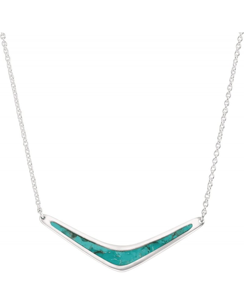 'Reversible Boomerang' Compressed Turquoise Necklace in Sterling Silver, 16" + 2 18 Inches $40.50 Necklaces