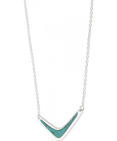 'Reversible Boomerang' Compressed Turquoise Necklace in Sterling Silver, 16" + 2 18 Inches $40.50 Necklaces