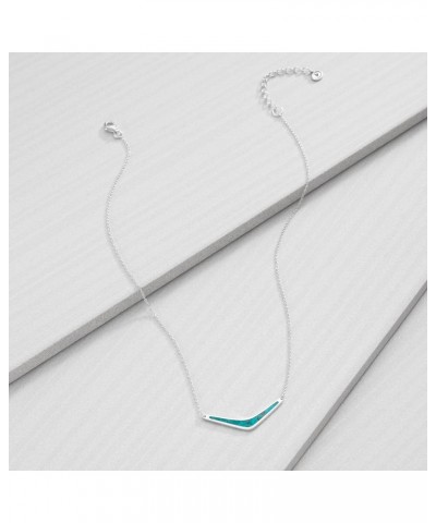 'Reversible Boomerang' Compressed Turquoise Necklace in Sterling Silver, 16" + 2 18 Inches $40.50 Necklaces