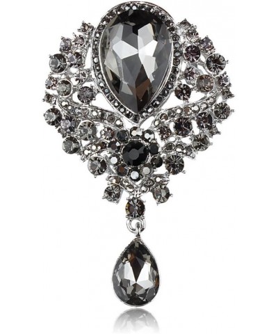 Wedding Bridal Big Crystal Rhinestone Bouquet Brooch Pin for Women (Black) Black $8.39 Brooches & Pins